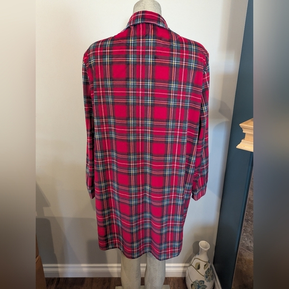 Red Plaid Long Sleeve Night Shirt Soft Fleece Adult Size XXL Children's Place - Picture 5 of 7